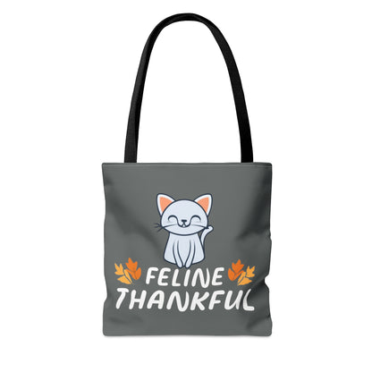 Feline thankful tote bag, cat Tote Bag, Thanksgiving cat tote bag