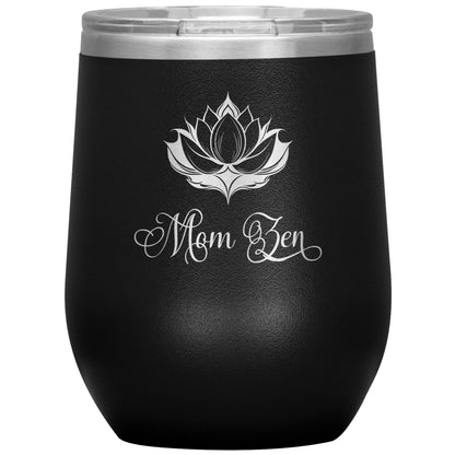 Engraved wine tumbler, Mom zen, lotus flower wine tumbler
