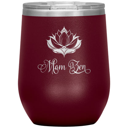 Engraved wine tumbler, Mom zen, lotus flower wine tumbler