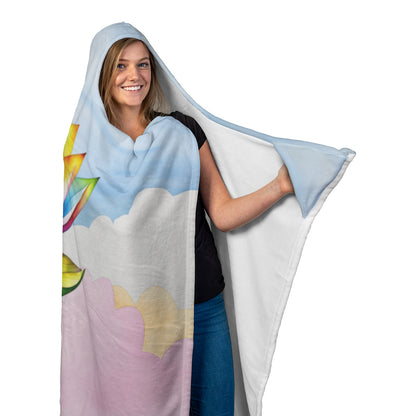 Lotus flower hooded blanket