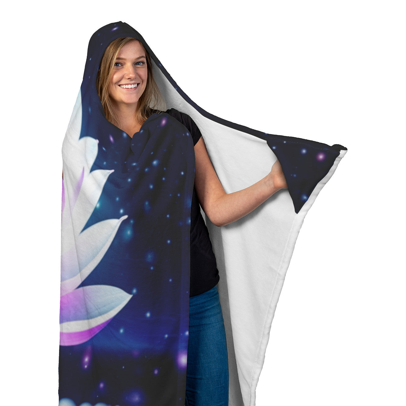Lotus flower hood blanket