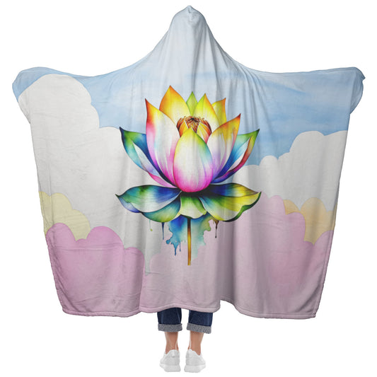 Lotus flower hooded blanket