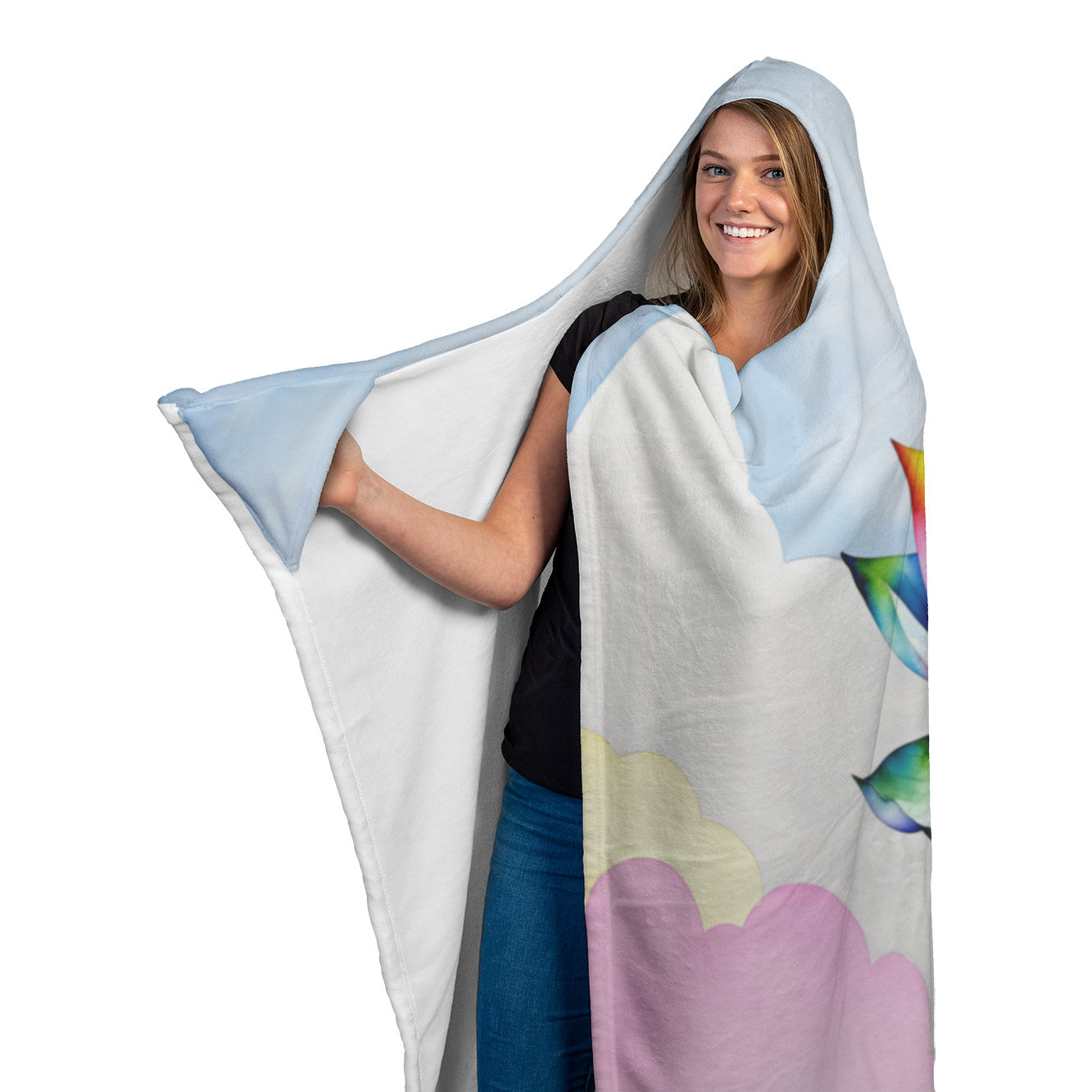 Lotus flower hooded blanket