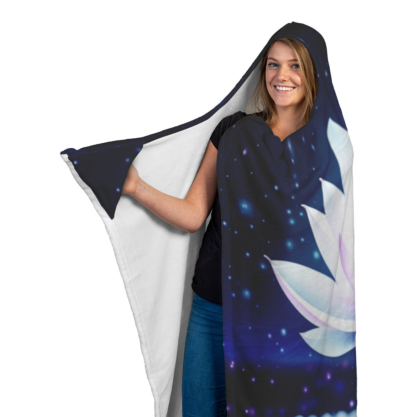 Lotus flower hood blanket