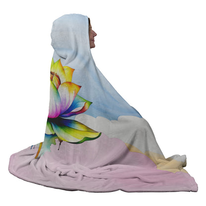 Lotus flower hooded blanket