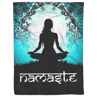 sukhasana pose namaste blanket