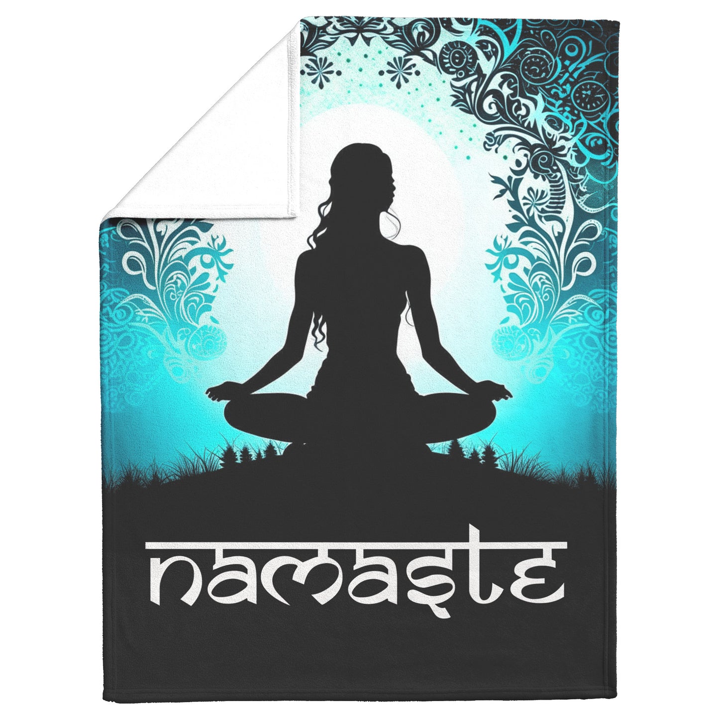 sukhasana pose namaste blanket