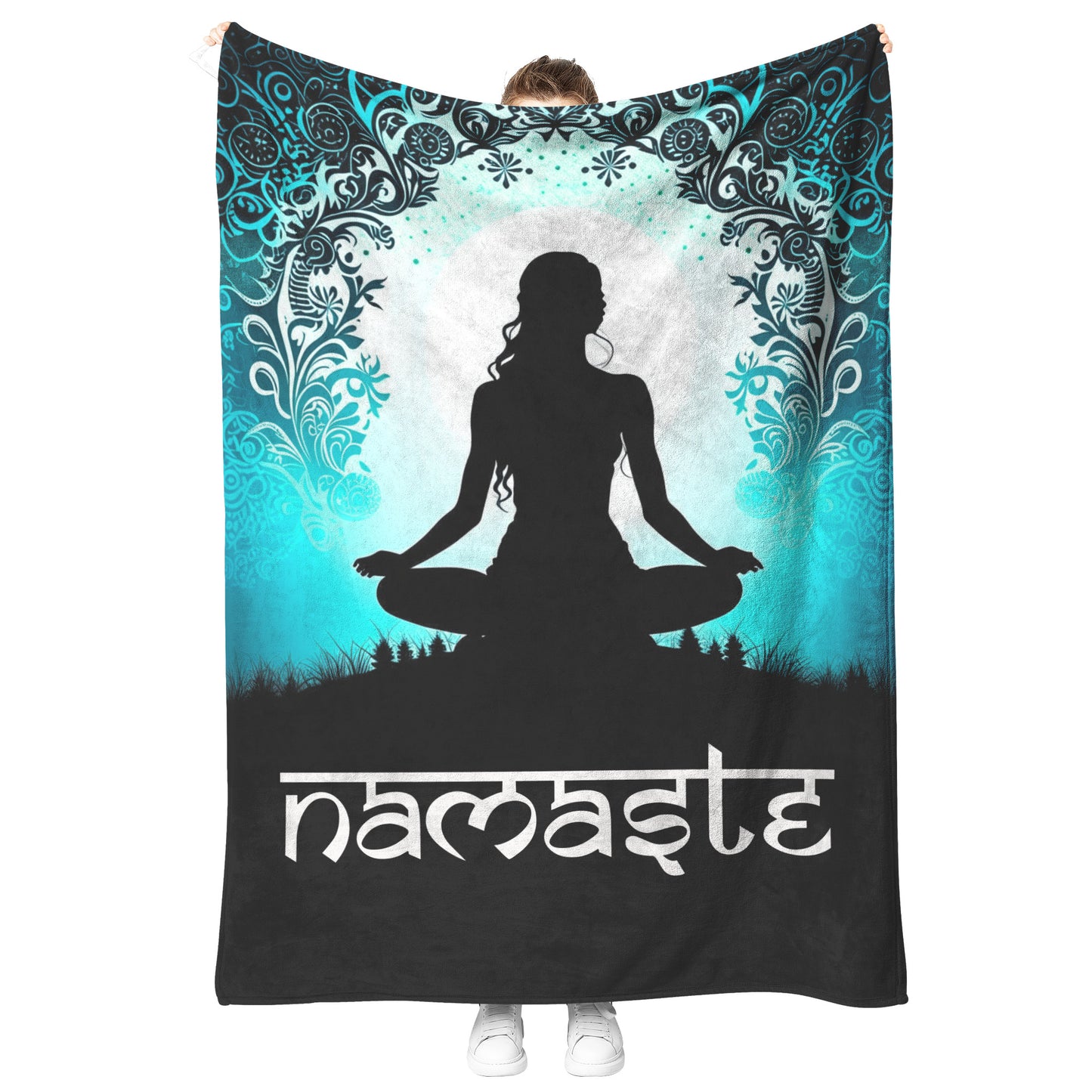 sukhasana pose namaste blanket