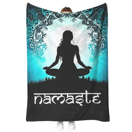 sukhasana pose namaste blanket